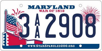 MD license plate 3AA2908