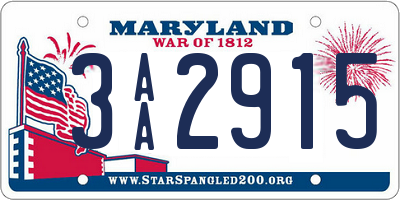 MD license plate 3AA2915