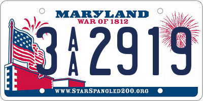 MD license plate 3AA2919