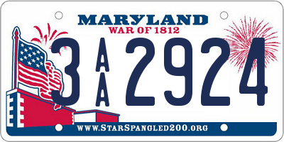 MD license plate 3AA2924