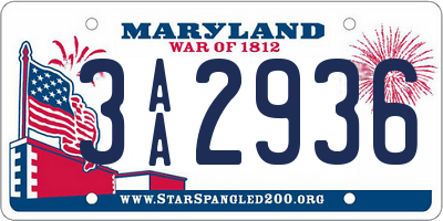 MD license plate 3AA2936