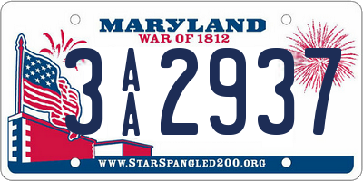 MD license plate 3AA2937