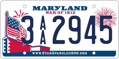 MD license plate 3AA2945