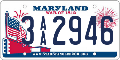 MD license plate 3AA2946