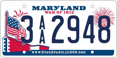 MD license plate 3AA2948