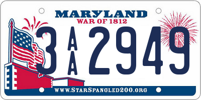 MD license plate 3AA2949