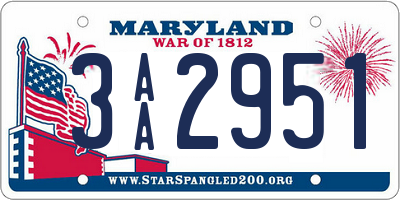 MD license plate 3AA2951