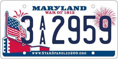 MD license plate 3AA2959