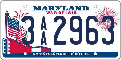 MD license plate 3AA2963