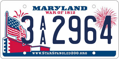 MD license plate 3AA2964