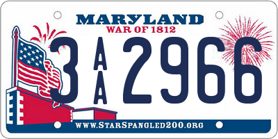 MD license plate 3AA2966