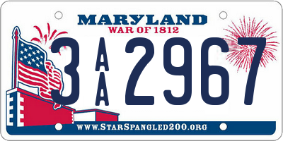 MD license plate 3AA2967