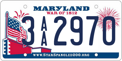 MD license plate 3AA2970