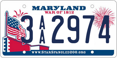 MD license plate 3AA2974