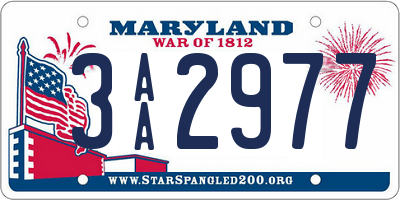 MD license plate 3AA2977