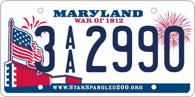 MD license plate 3AA2990