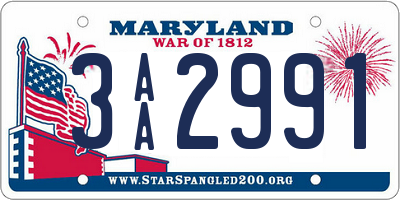 MD license plate 3AA2991