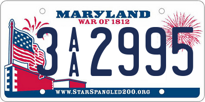 MD license plate 3AA2995