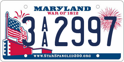 MD license plate 3AA2997