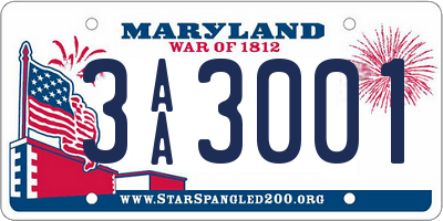 MD license plate 3AA3001