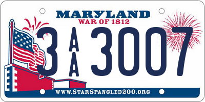 MD license plate 3AA3007