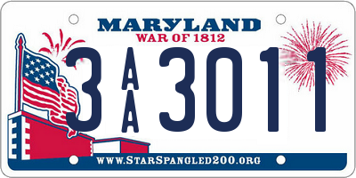 MD license plate 3AA3011