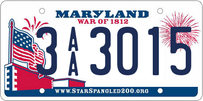 MD license plate 3AA3015