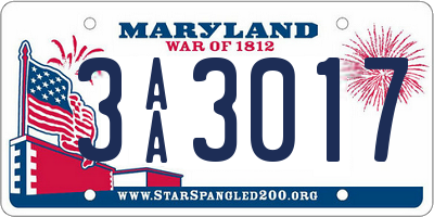 MD license plate 3AA3017