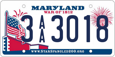 MD license plate 3AA3018