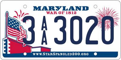 MD license plate 3AA3020