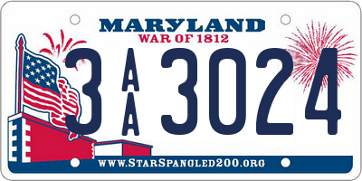 MD license plate 3AA3024