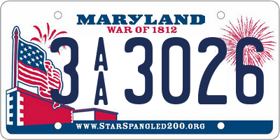 MD license plate 3AA3026