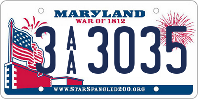 MD license plate 3AA3035