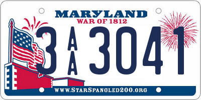 MD license plate 3AA3041