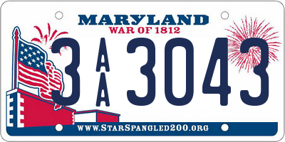 MD license plate 3AA3043