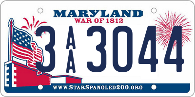 MD license plate 3AA3044