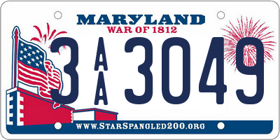 MD license plate 3AA3049