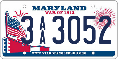 MD license plate 3AA3052