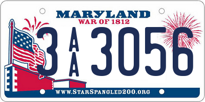 MD license plate 3AA3056