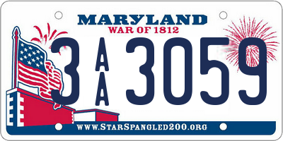 MD license plate 3AA3059