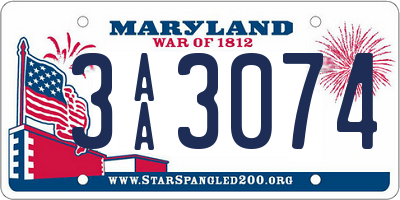 MD license plate 3AA3074