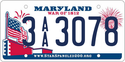 MD license plate 3AA3078