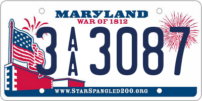 MD license plate 3AA3087