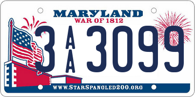 MD license plate 3AA3099