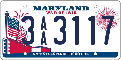 MD license plate 3AA3117