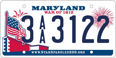 MD license plate 3AA3122