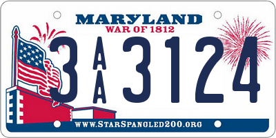 MD license plate 3AA3124