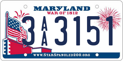 MD license plate 3AA3151