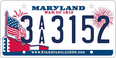 MD license plate 3AA3152
