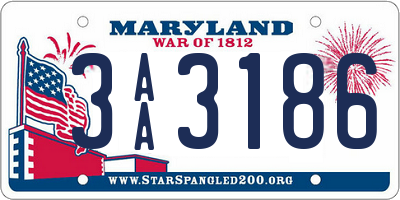 MD license plate 3AA3186